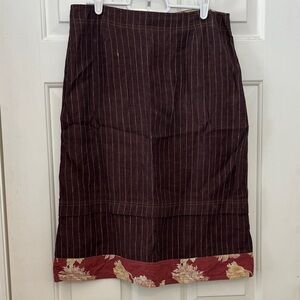 Solitaire by FLAX  100% linen skirt brown w/white stripes Women’s Medium